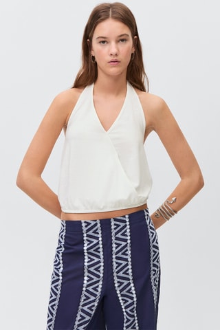 Haut croisé emmanchures américaines - Blanc cassé