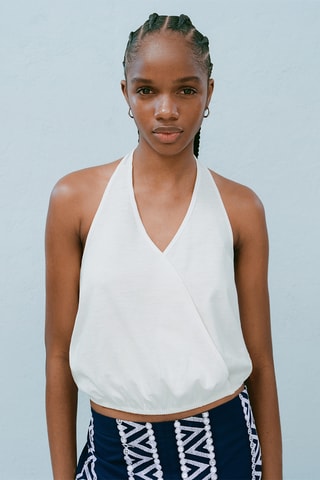 Haut croisé emmanchures américaines - Blanc cassé