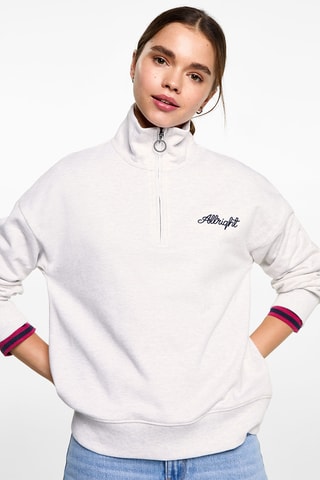 Sweat-shirt zippé à message - Gris clair