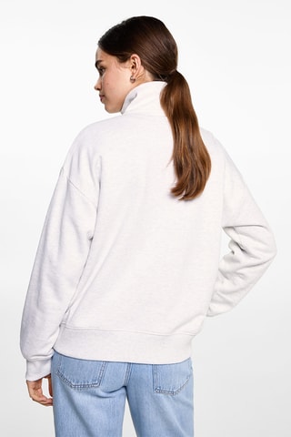 Sweat-shirt zippé à message - Gris clair