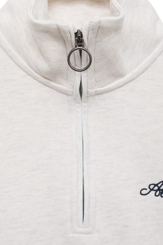 Sweat-shirt zippé à message - Gris clair