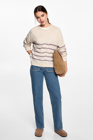 Pull-over rayures oversize - Blanc cassé