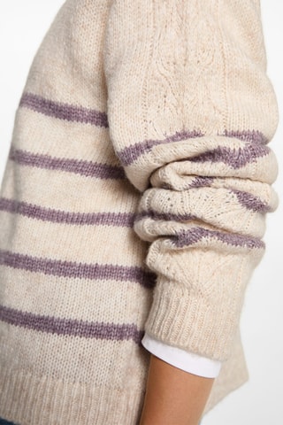 Pull-over rayures oversize - Blanc cassé