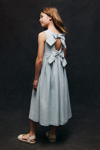 Robe lin noeud - Bleu