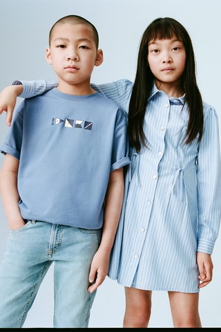 Robe chemisier à rayures - Bleu