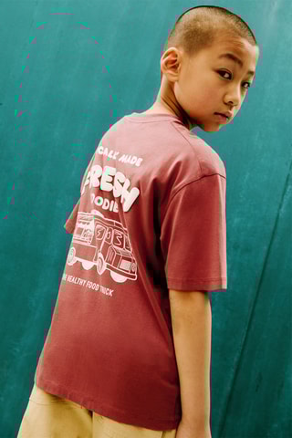 T-shirt imprimé relief - Rouge