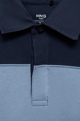 Sweat rayures col polo - Bleu marine