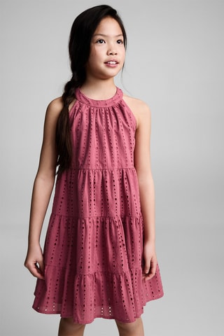 Robe brodée à volants - Rouge