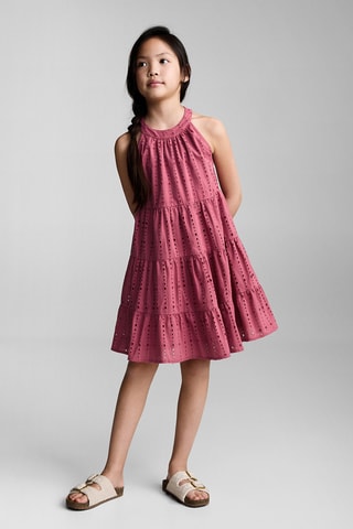 Robe brodée à volants - Rouge