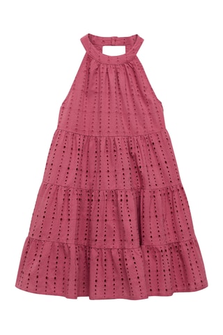 Robe brodée à volants - Rouge