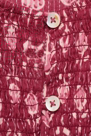 Blouse imprimée à volants - Rouge