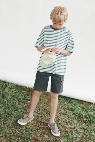 Bermuda coton cargo - Blanc