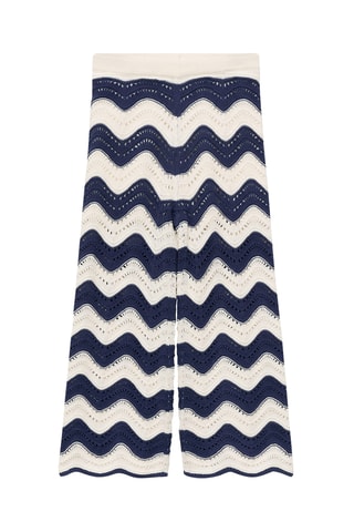 Pantalon en maille ajourée zigzag - Bleu