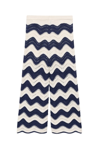 Pantalon en maille ajourée zigzag - Bleu