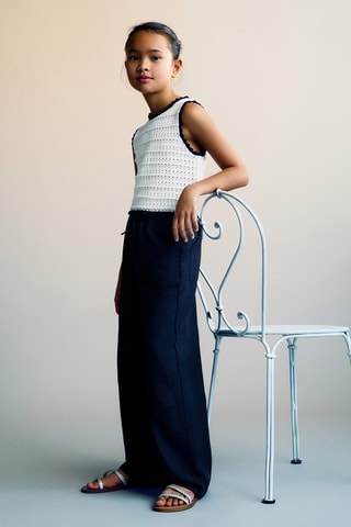 Top maille bords contrastants - Blanc