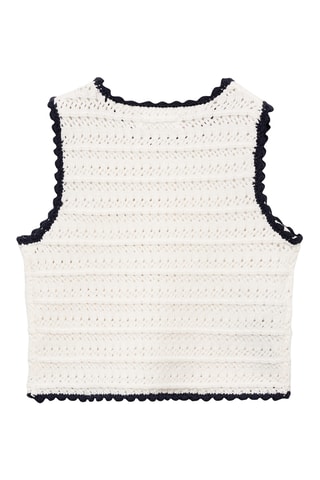 Top maille bords contrastants - Blanc