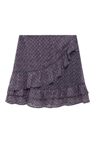 Jupe imprimée volants - Bleu marine