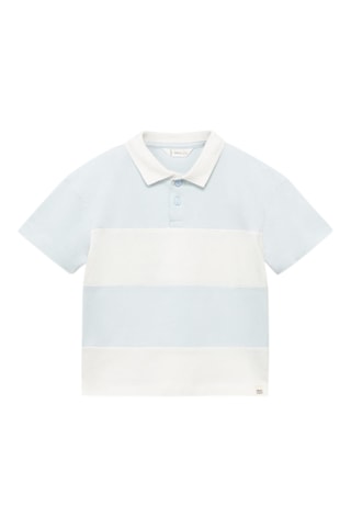 Polo coton à rayures - Bleu clair