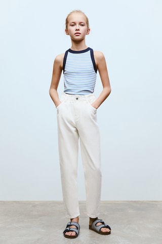 Top à rayures coton - Bleu