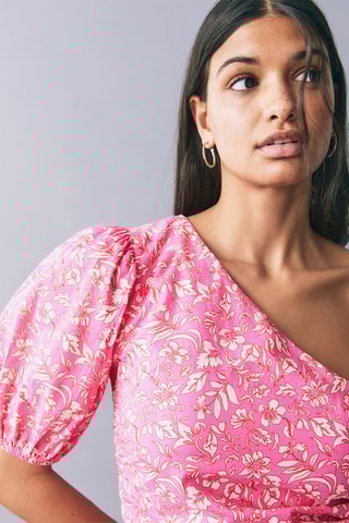 Robe asymétrique drapée - Rose