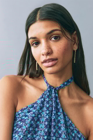 Top imprimé emmanchures américaines - Turquoise