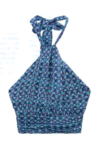 Top imprimé emmanchures américaines - Turquoise