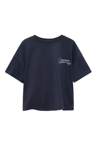 T-shirt coton message - Bleu marine