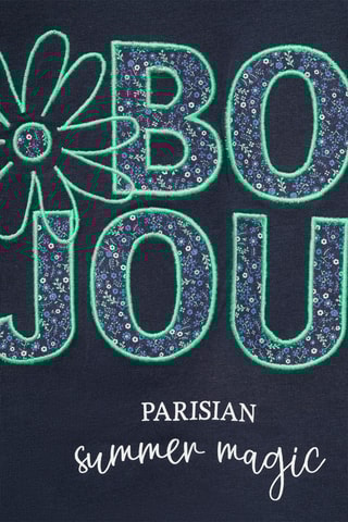 T-shirt coton message - Bleu marine