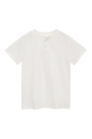 T-shirt coton boutons - Blanc cassé