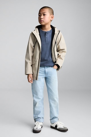 T-shirt coton boutons - Blanc cassé