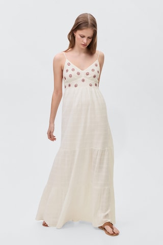 Robe brodée soleil - Blanc cassé