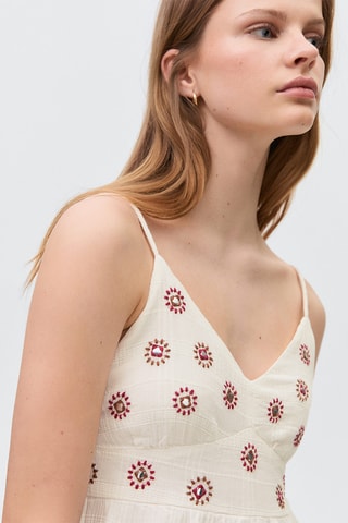 Robe brodée soleil - Blanc cassé