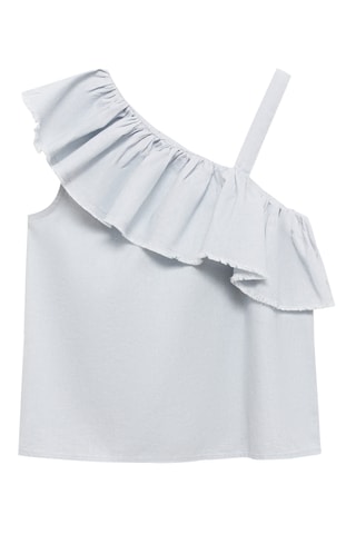 Blouse asymétrique en lin - Bleu clair