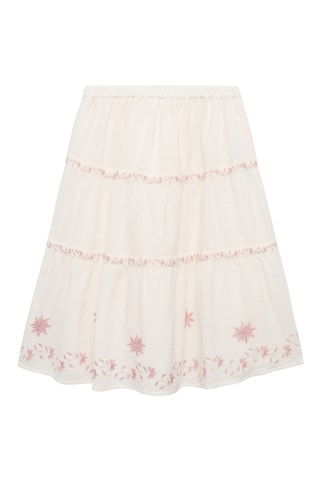 Jupe broderie florale - Beige