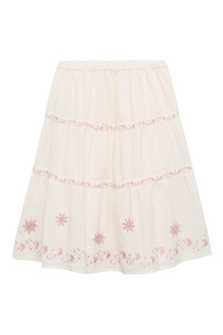 Jupe broderie florale - Beige