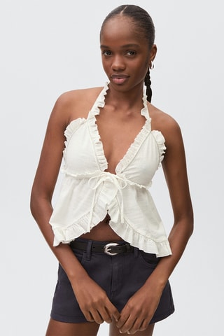 Top fermeture noeud - Blanc cassé