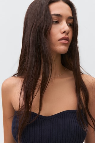 Top bustier maille - Bleu marine