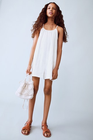 Combinaison broderie florale - Blanc cassé