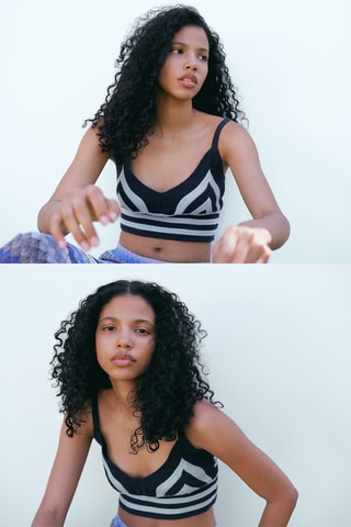 Top maille crochet - Bleu marine