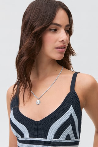 Top maille crochet - Bleu marine