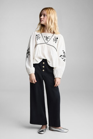 Jupe-culotte boutons - Bleu marine