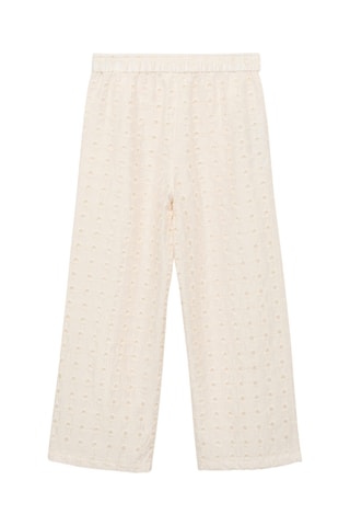 Pantalon style jupe-culotte broderie suisse - Beige