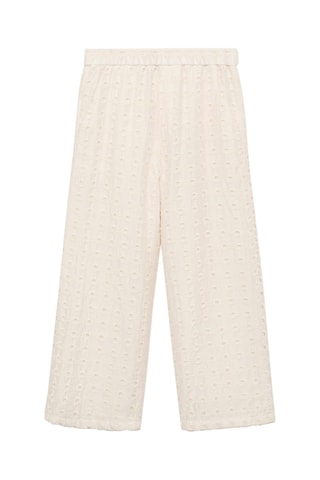 Pantalon style jupe-culotte broderie suisse - Beige