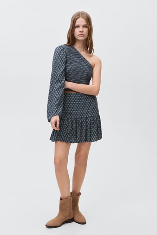 Blouse asymétrique froncée - Bleu marine