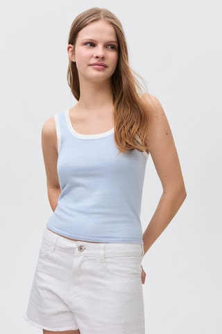 Top bords contrastants - Bleu clair