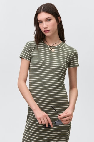 Robe longue rayures - Kaki