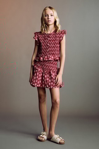 Minijupe froncée volant - Rouge