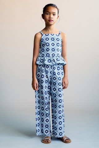 Chemisier imprimé volanté - Bleu