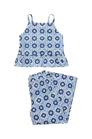 Chemisier imprimé volanté - Bleu