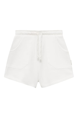 Short coton taille élastique - Blanc cassé